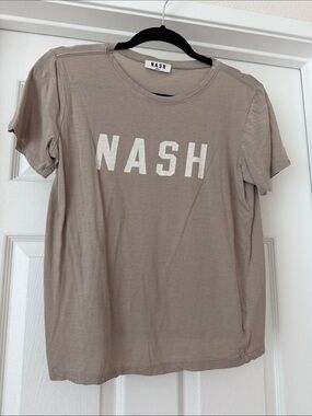Ash Taupe Graphic Tee with White NASH Logo